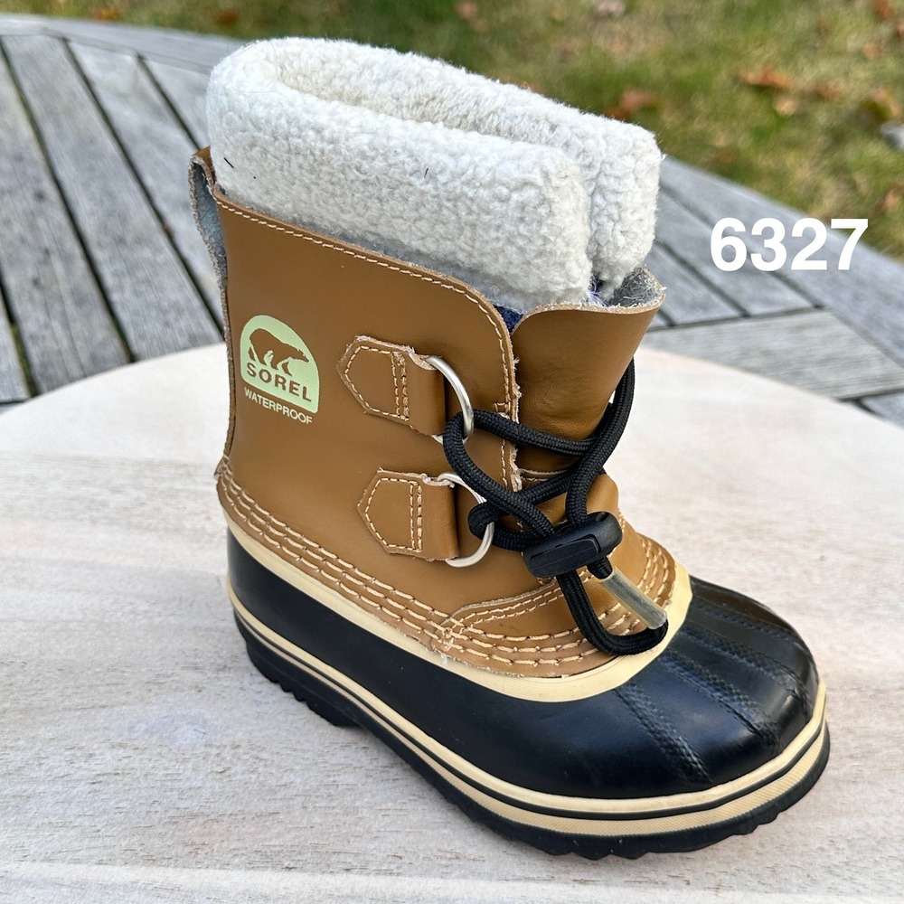 Sorel Yoot Pac TP Waterproof Snow Boots Buff Black NC1880-259 Kids Size 9